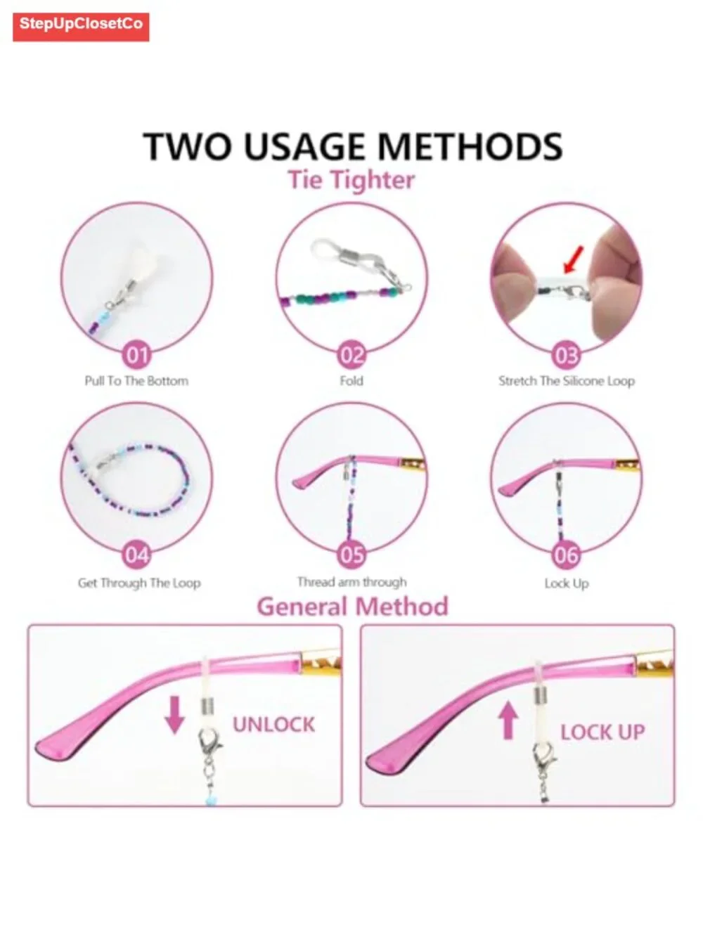 Acrylic Beaded Glasses Chains for Women - Eyeglass Strap Necklace, 4 Piece Set